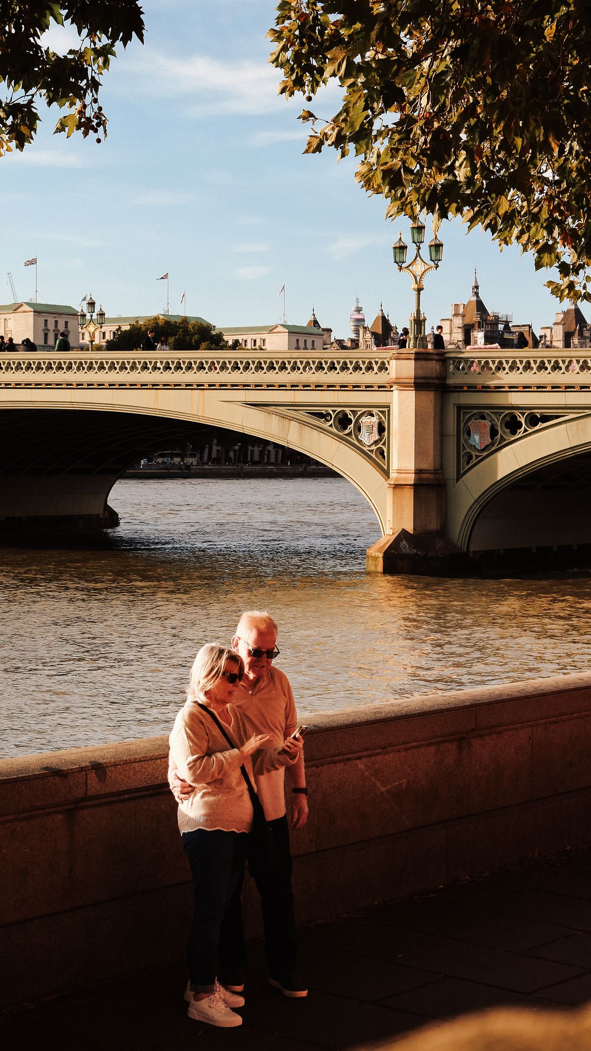 Older couple exploring a city